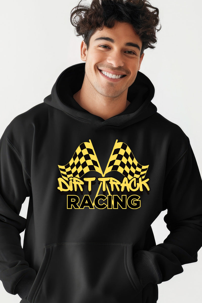 Dirt Track Racing-Yellow on Black Hoodie