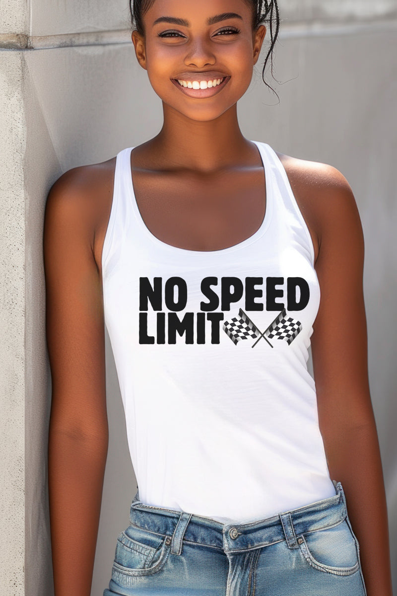 No Speed Limit-White Tank Top