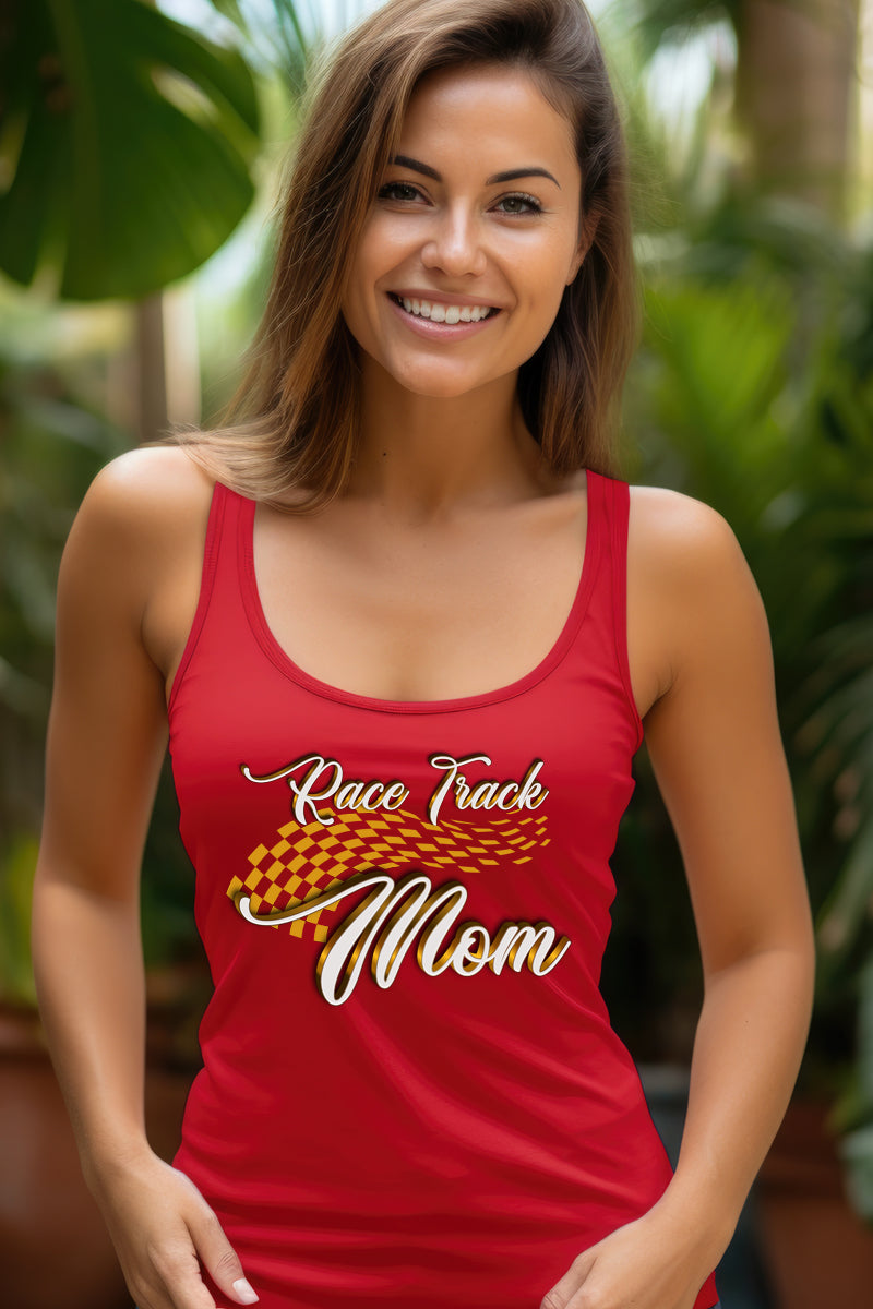 Race Track Mom-Red Tank