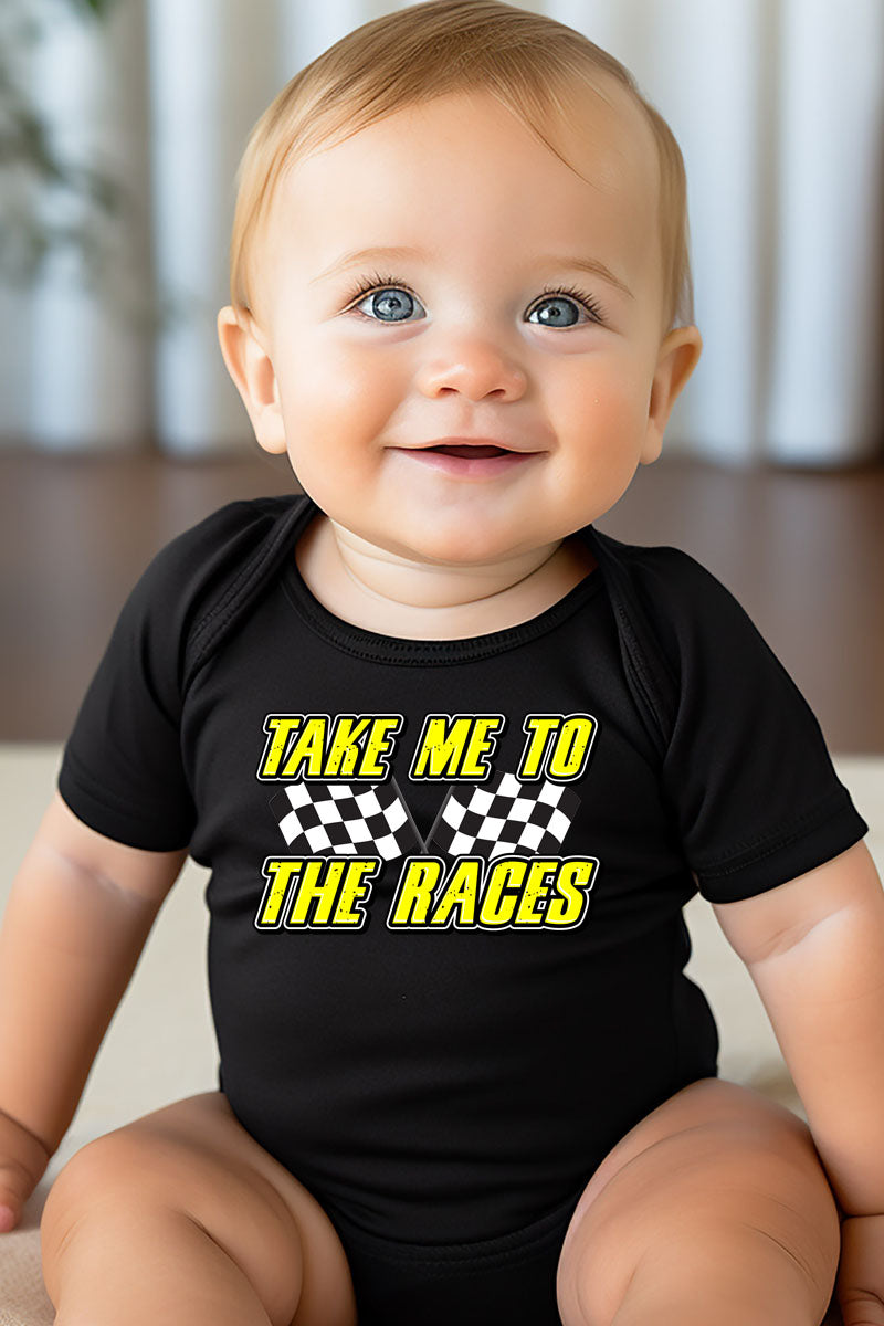 Take Me To The Races-Yellow Print-Black One Piece