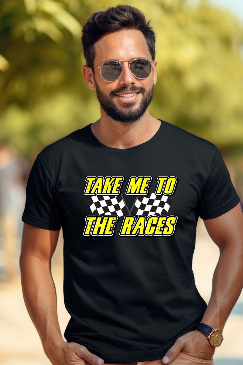 Take Me To The Races-Yellow Print-Black T